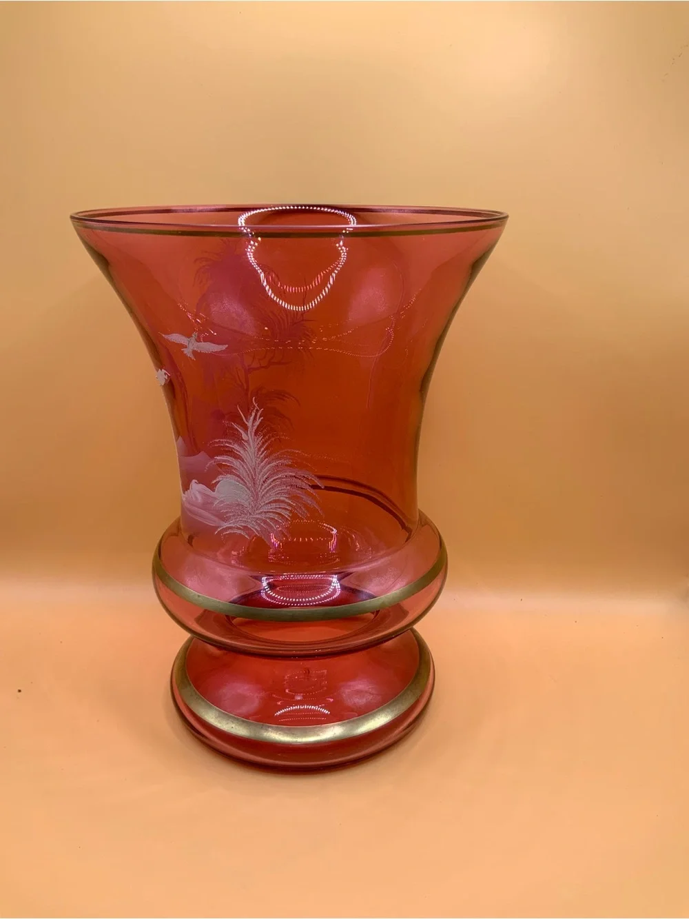 Mary Gregory Hand Painted “Boy” 8” Tall 6” Open Vase